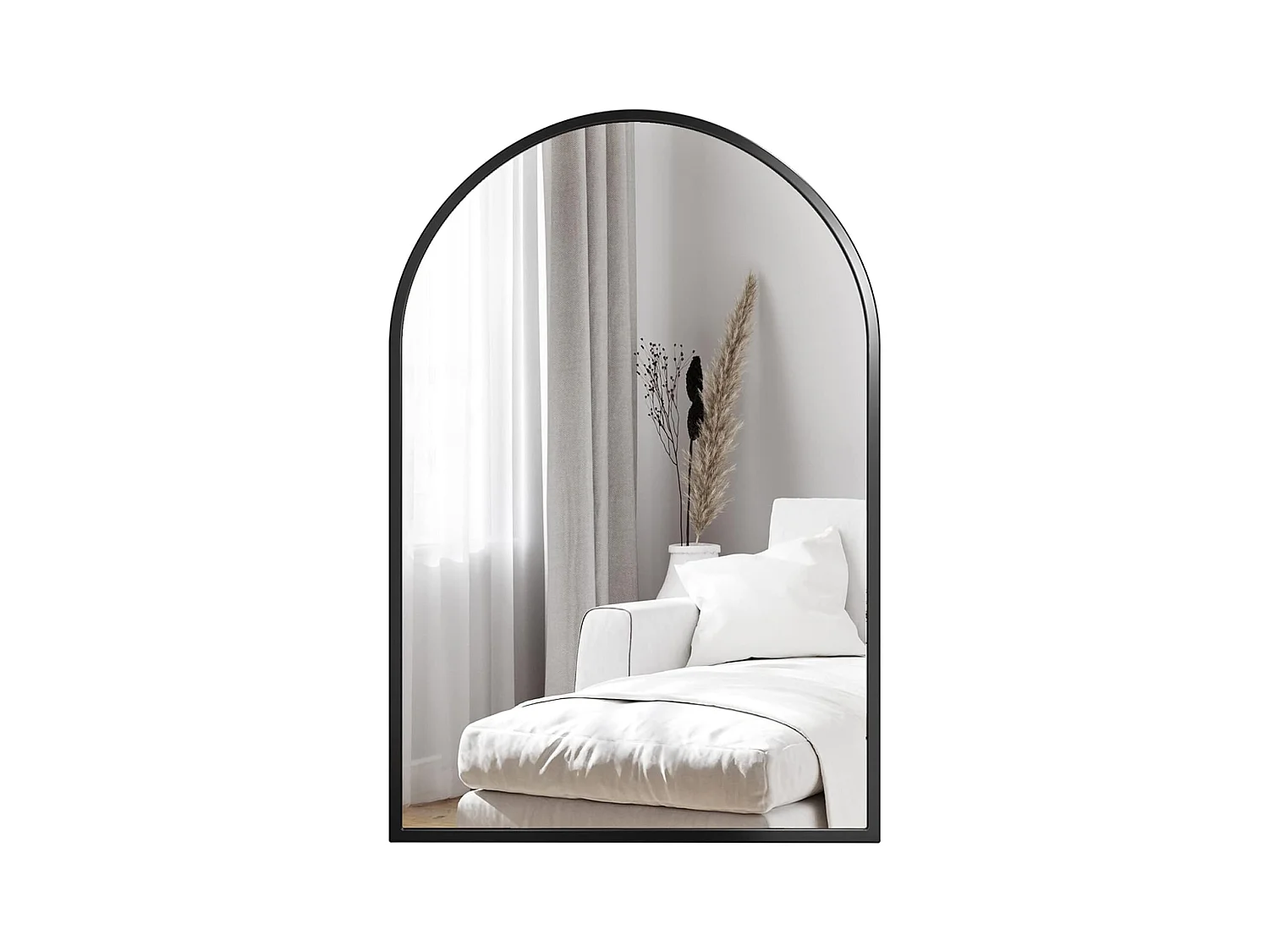 Dripex Miroir Arqu avec Cadre en Alliage dAluminium50 75cm Noir pour Entre Chambre Salon Salle de Bain
