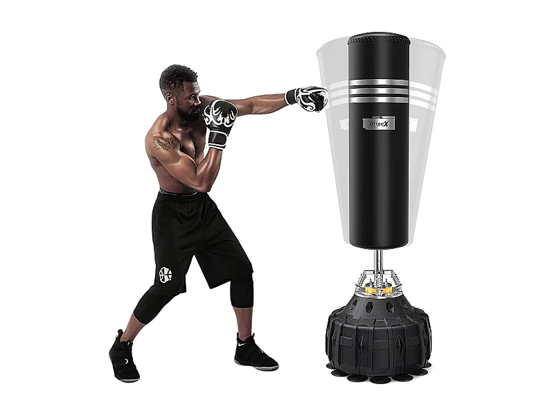 Dripex Sac de Frappe sur Pied Adulte 178 cm Sac de Boxe Autoportant MMA Punching Ball Adulte avec 19 Ventouses pour Karat Fitness