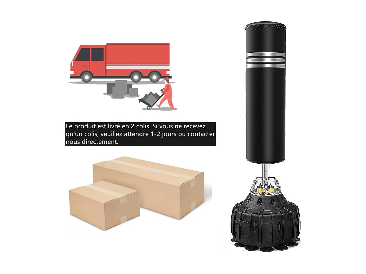 Moziel Sac de Frappe sur Pied 178 cm Punching Bag Debout Adulte Sac de Frappe Boxe Autoportant 19 Ventouses avec Systme Amortissem