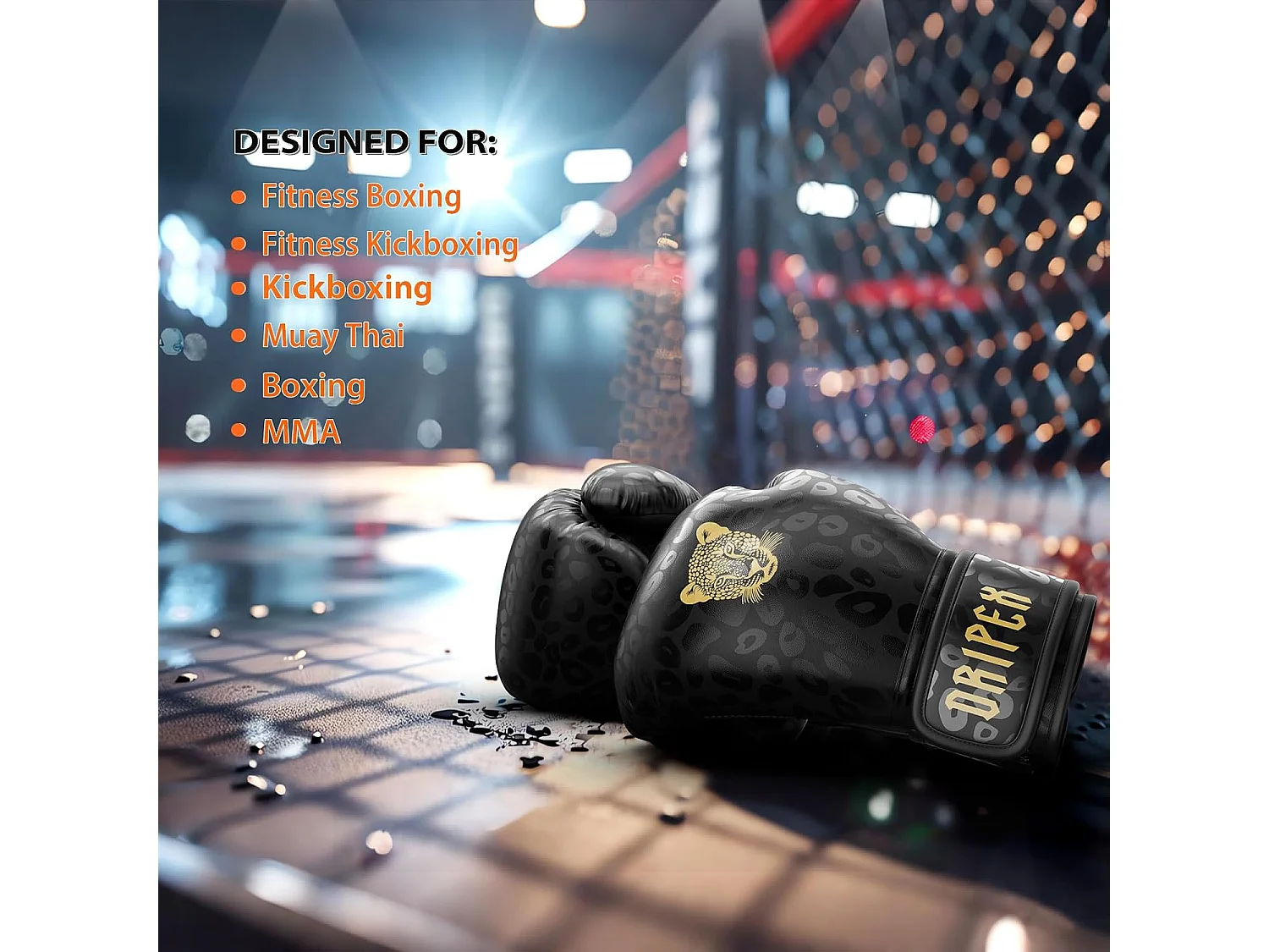 Dripex Gants de Boxe 12 oz Gants dEntranement de Boxe PU Cuir Gants Sac de Frappe Homme Femme Boxing Gloves Professionnels pour Ar