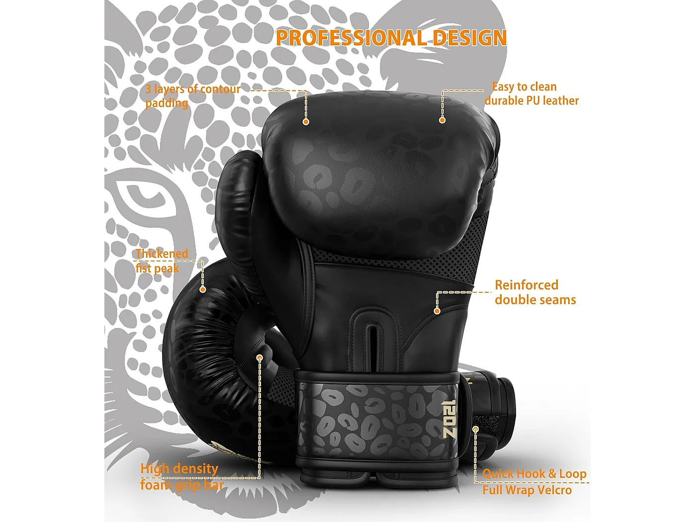 Dripex Gants de Boxe 12 oz Gants dEntranement de Boxe PU Cuir Gants Sac de Frappe Homme Femme Boxing Gloves Professionnels pour Ar