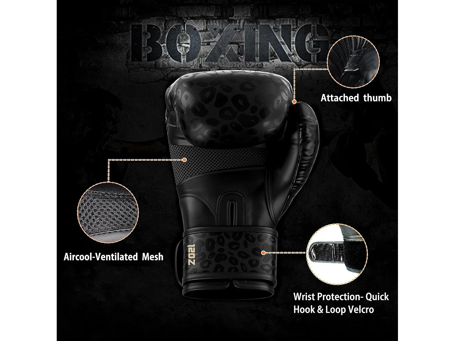 Dripex Gants de Boxe 12 oz Gants dEntranement de Boxe PU Cuir Gants Sac de Frappe Homme Femme Boxing Gloves Professionnels pour Ar