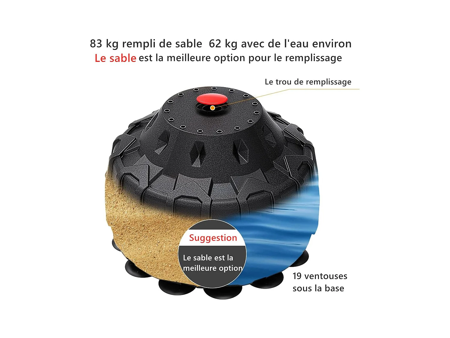 Moziel Sac de Frappe sur Pied 178 cm avec Gants Punching Bag Debout Adulte Sac de Frappe Boxe Autoportant 19 Ventouses avec Systme