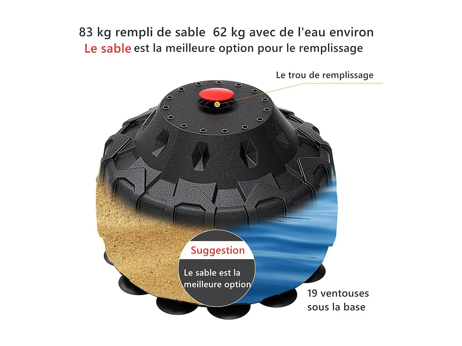 Moziel Sac de Frappe sur Pied 178 cm avec Gants Punching Bag Debout Adulte Sac de Frappe Boxe Autoportant 19 Ventouses avec Systme