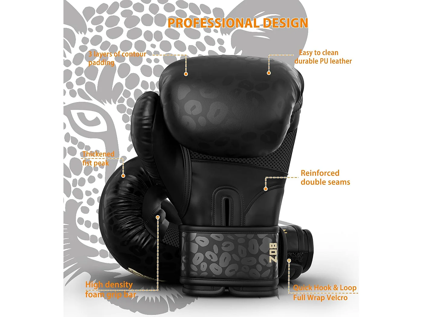 Dripex Gants de Boxe 8 oz Gants dEntranement de Boxe PU Cuir Gants Sac de Frappe Homme Femme Boxing Gloves Professionnels pour Art