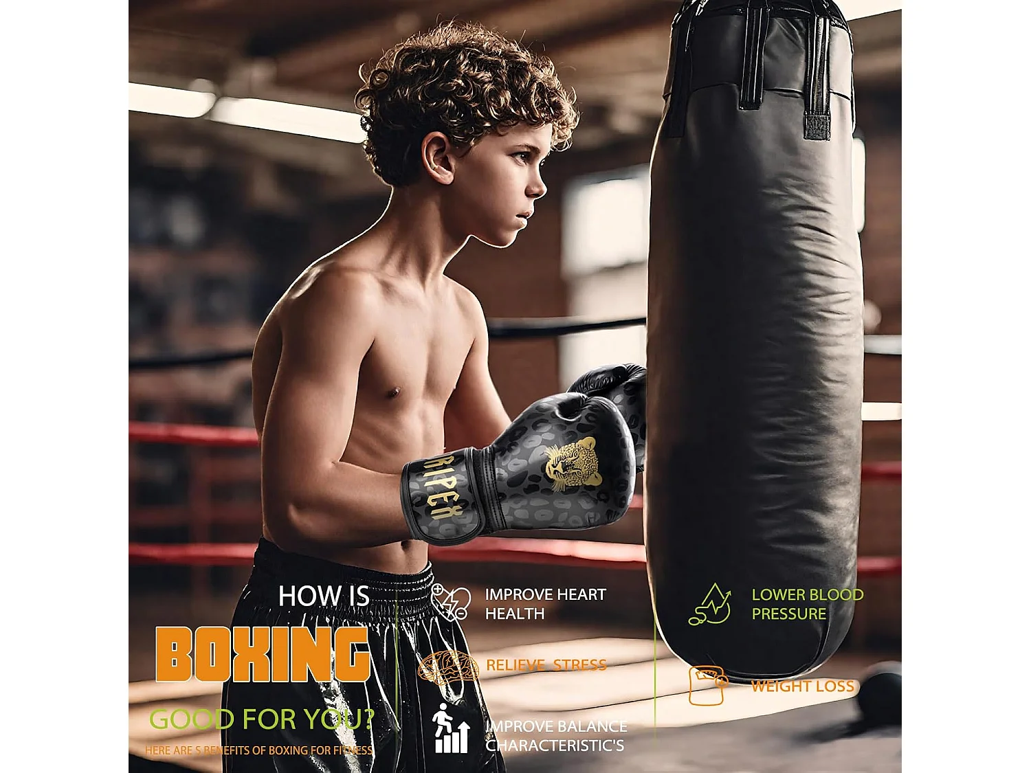 Dripex Gants de Boxe 8 oz Gants dEntranement de Boxe PU Cuir Gants Sac de Frappe Homme Femme Boxing Gloves Professionnels pour Art