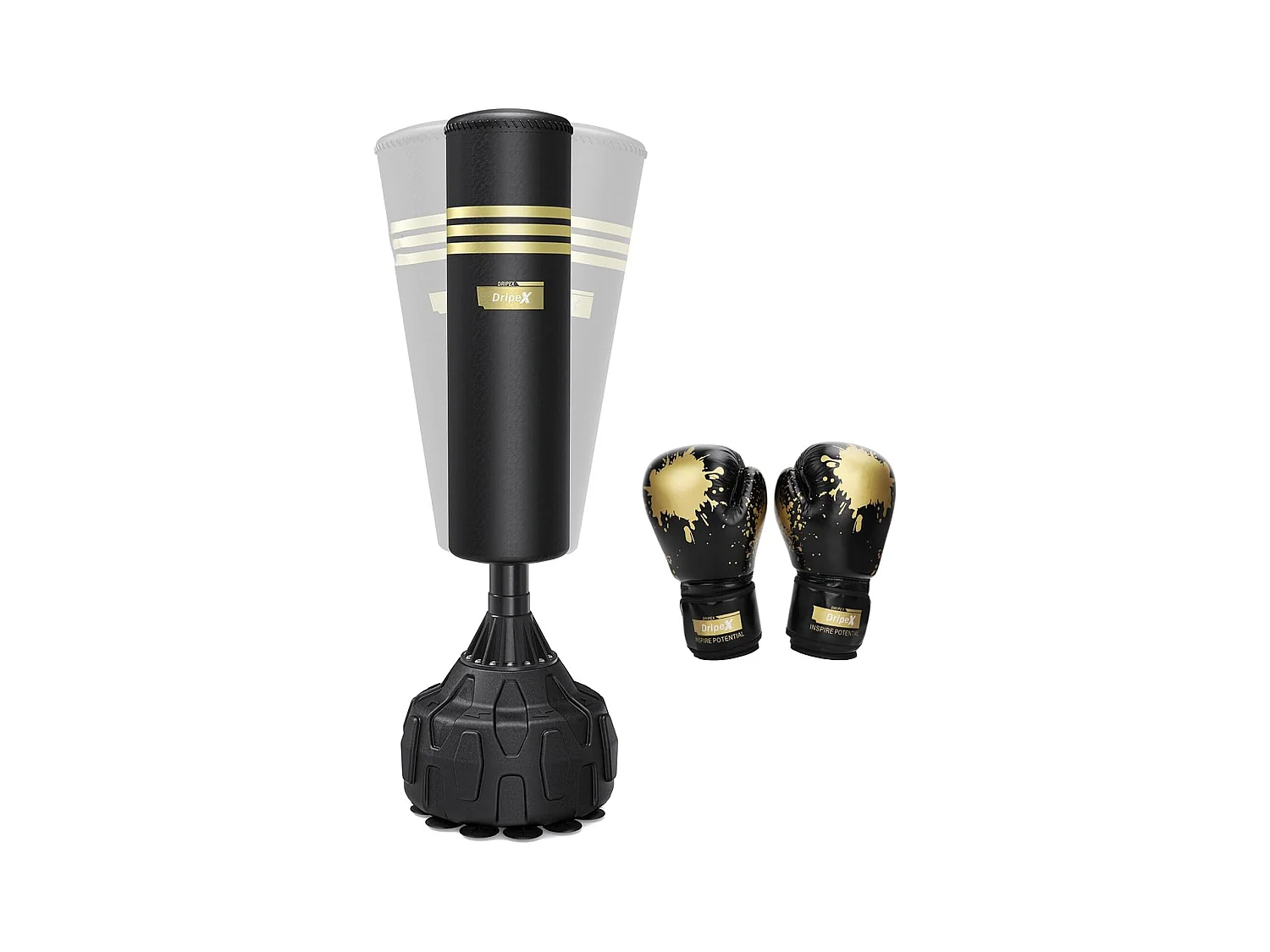 Dripex Sac de Frappe sur Pied avec Gants Sac de Boxe 165 cm pour Adulte Punching Ball Autoportant quipement pour Boxe KickBoxing A