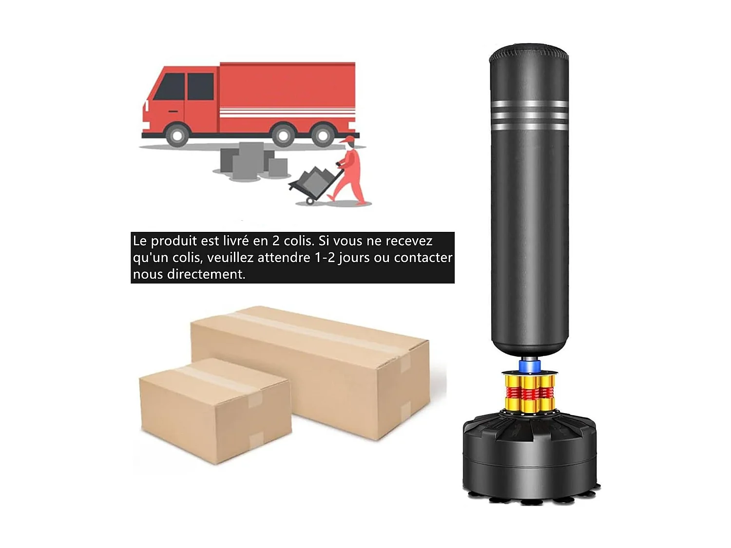 Moziel Sac de Frappe sur Pied avec Gants Punching Bag Debout pour Adulte 175 cm Sac de Boxe Autoportant avec 12 VentousesNoir