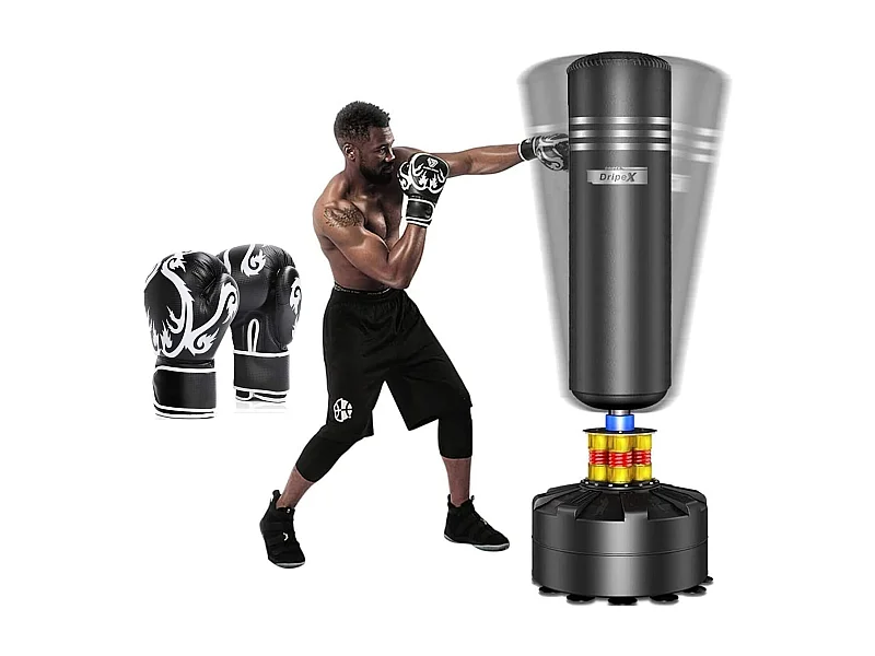 Dripex Sac de Frappe sur Pied Adulte avec Gants 175 cm Sac de Boxe Autoportant MMA Punching Ball pour Karat Fitness Taekwondo Noi