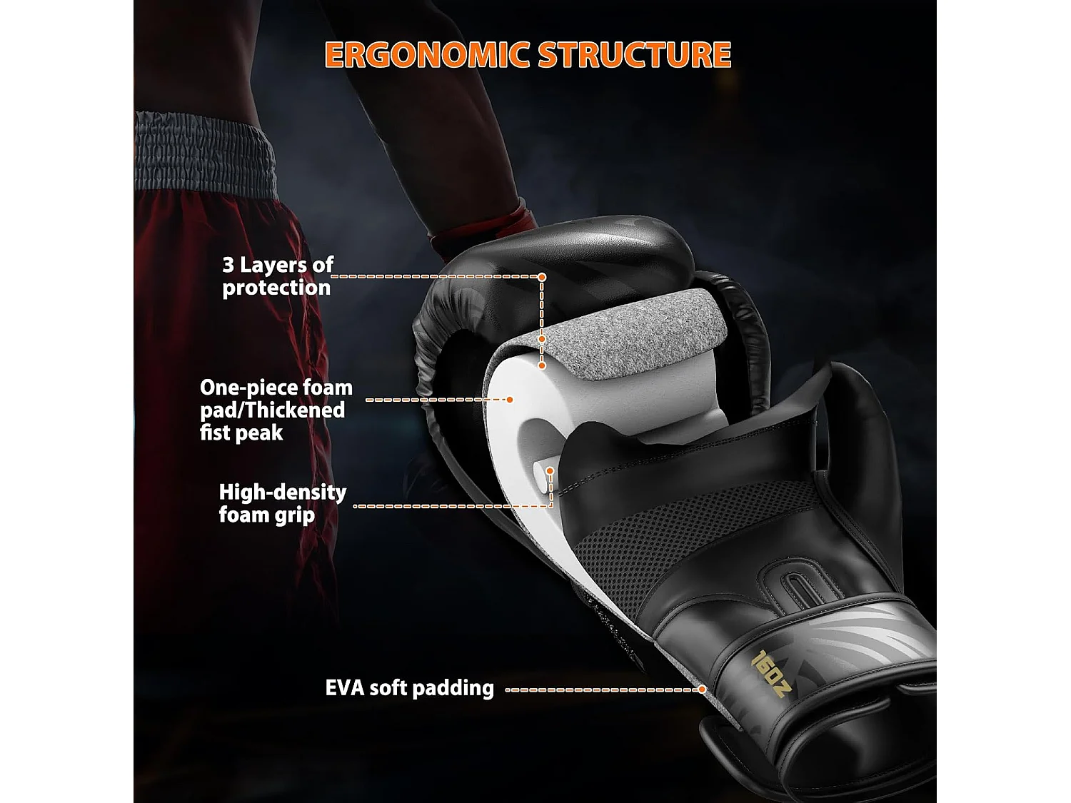 Dripex Gants de Boxe Gants dEntranement de Boxe PU Cuir Gants Sac de Frappe Homme Femme Boxing Gloves Professionnels pour Arts Mar