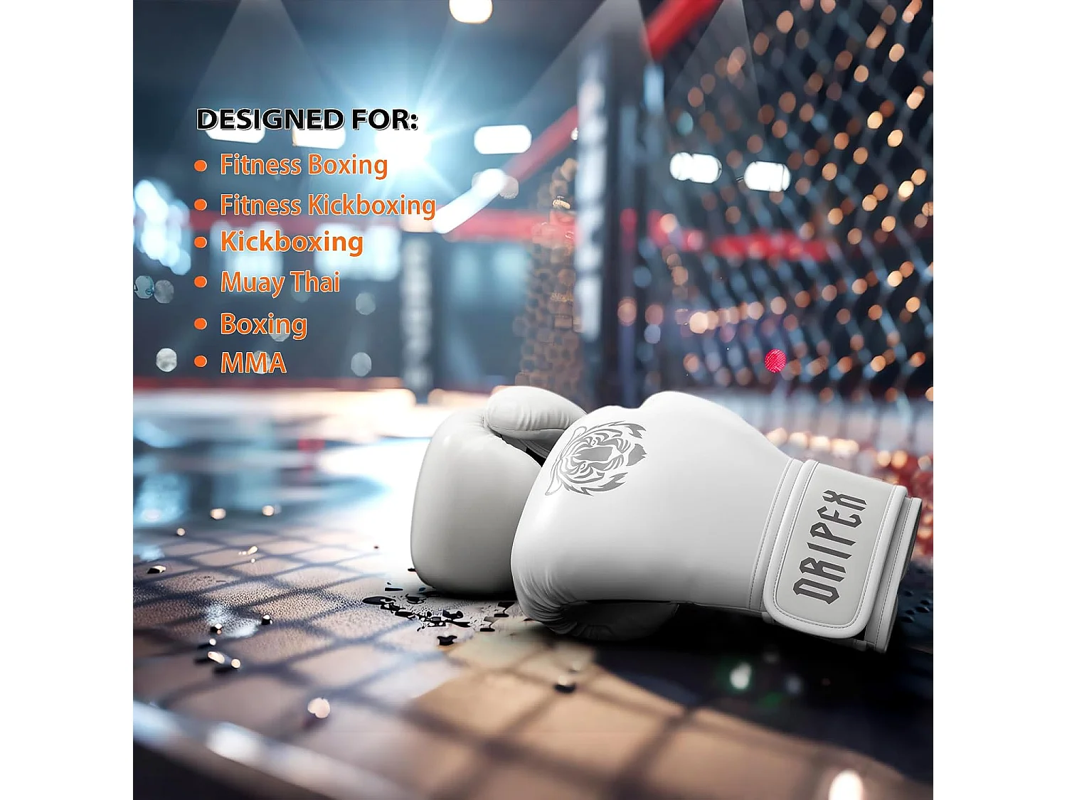 Dripex Gants de Boxe 8 oz Gants dEntranement de Boxe PU Cuir Gants Sac de Frappe Homme Femme Boxing Gloves Professionnels pour Art