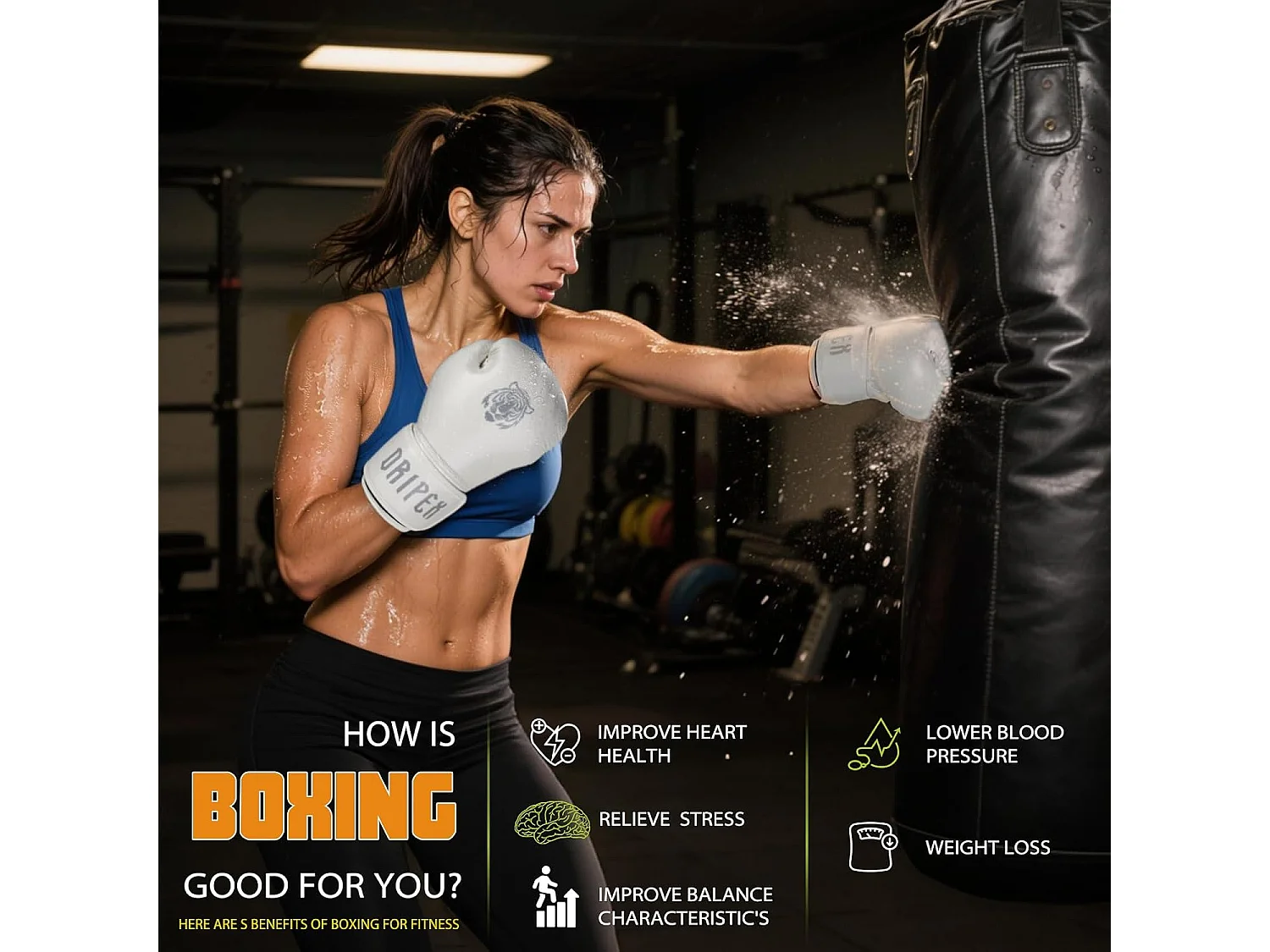 Dripex Gants de Boxe 8 oz Gants dEntranement de Boxe PU Cuir Gants Sac de Frappe Homme Femme Boxing Gloves Professionnels pour Art