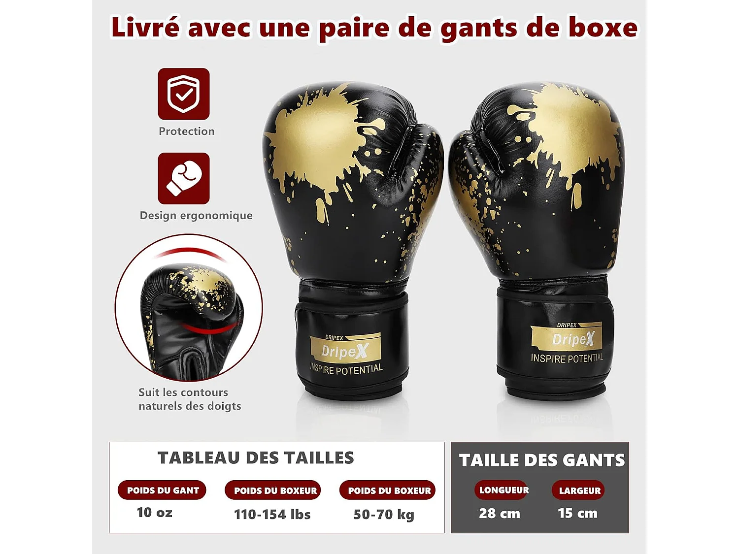 Dripex Punching Ball sur Pied avec Gants Enfant Sac de Frappe Boxe avec Base 6 Ventouses Hauteur Rglable 135-155 cm Noir