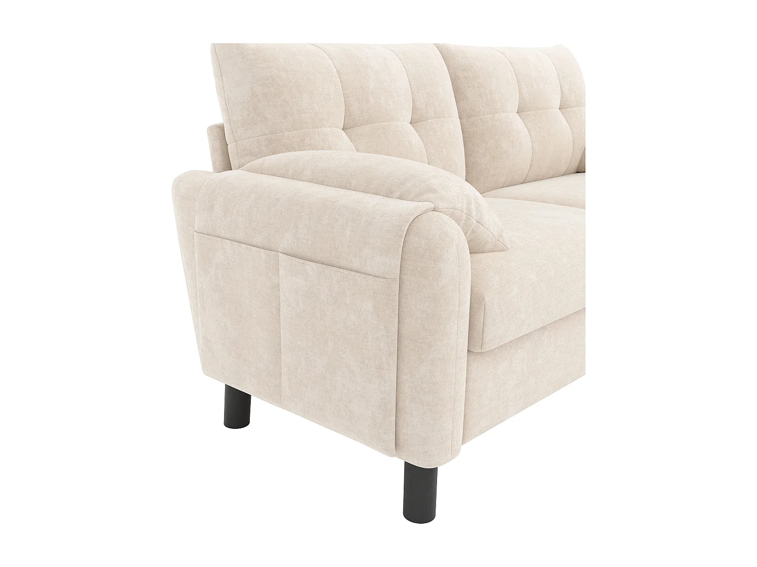 Canapé 2 places moderne 158x80x88,5cm - avec coussins épais - Tissu chenille - beige