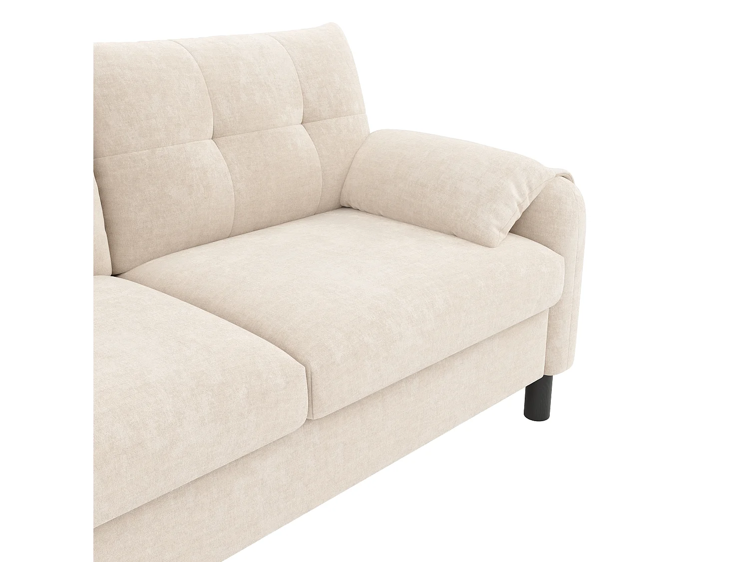 Canapé 2 places moderne 158x80x88,5cm - avec coussins épais - Tissu chenille - beige