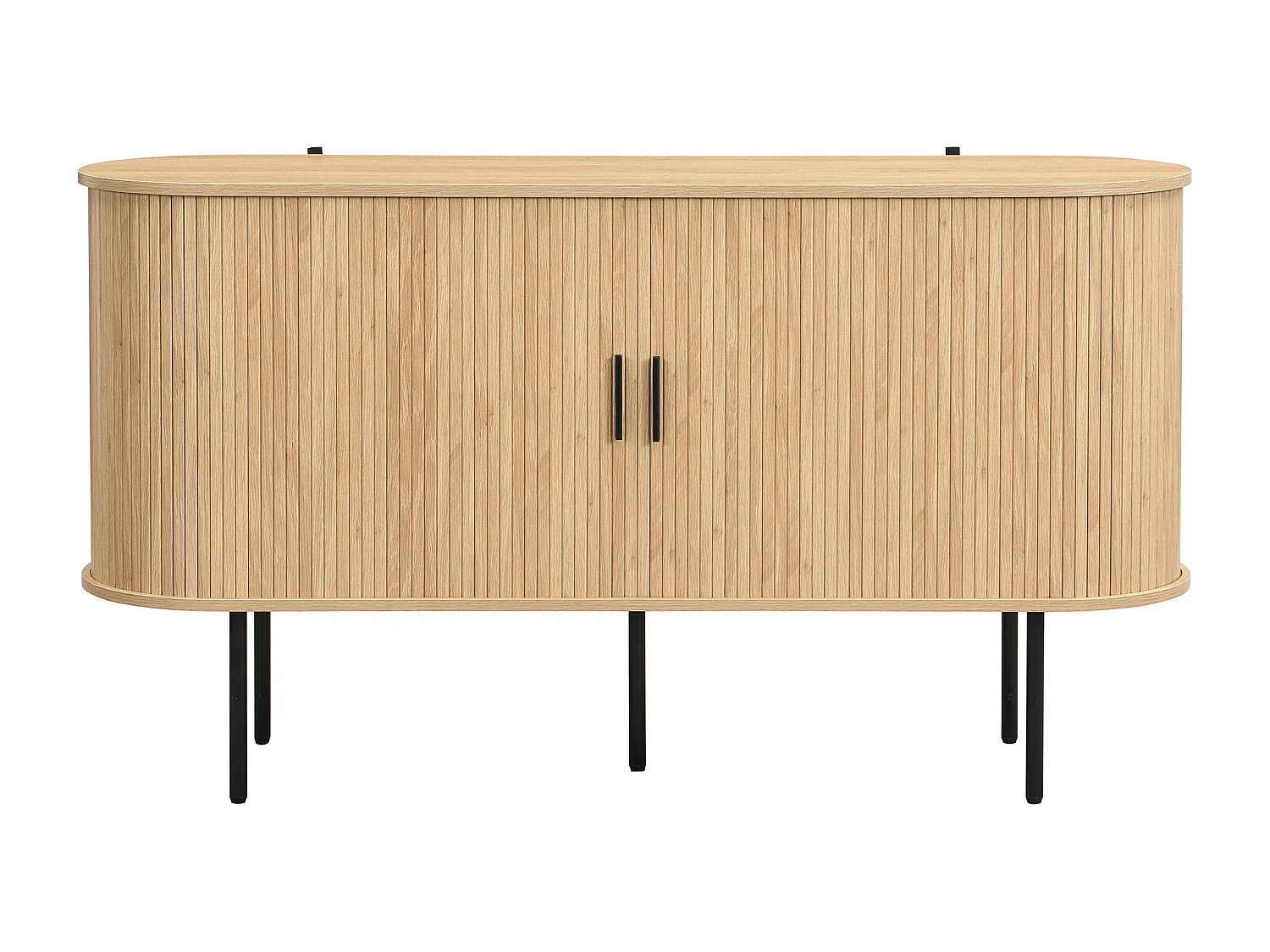 Buffet 140x40x78 cm - 1 porte coulissante - avec étagères - Pieds en fer - MDF - Naturel