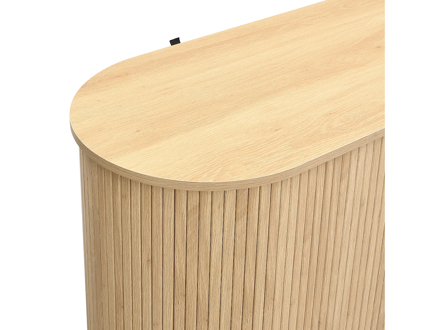 Buffet 140x40x78 cm - 1 porte coulissante - avec étagères - Pieds en fer - MDF - Naturel