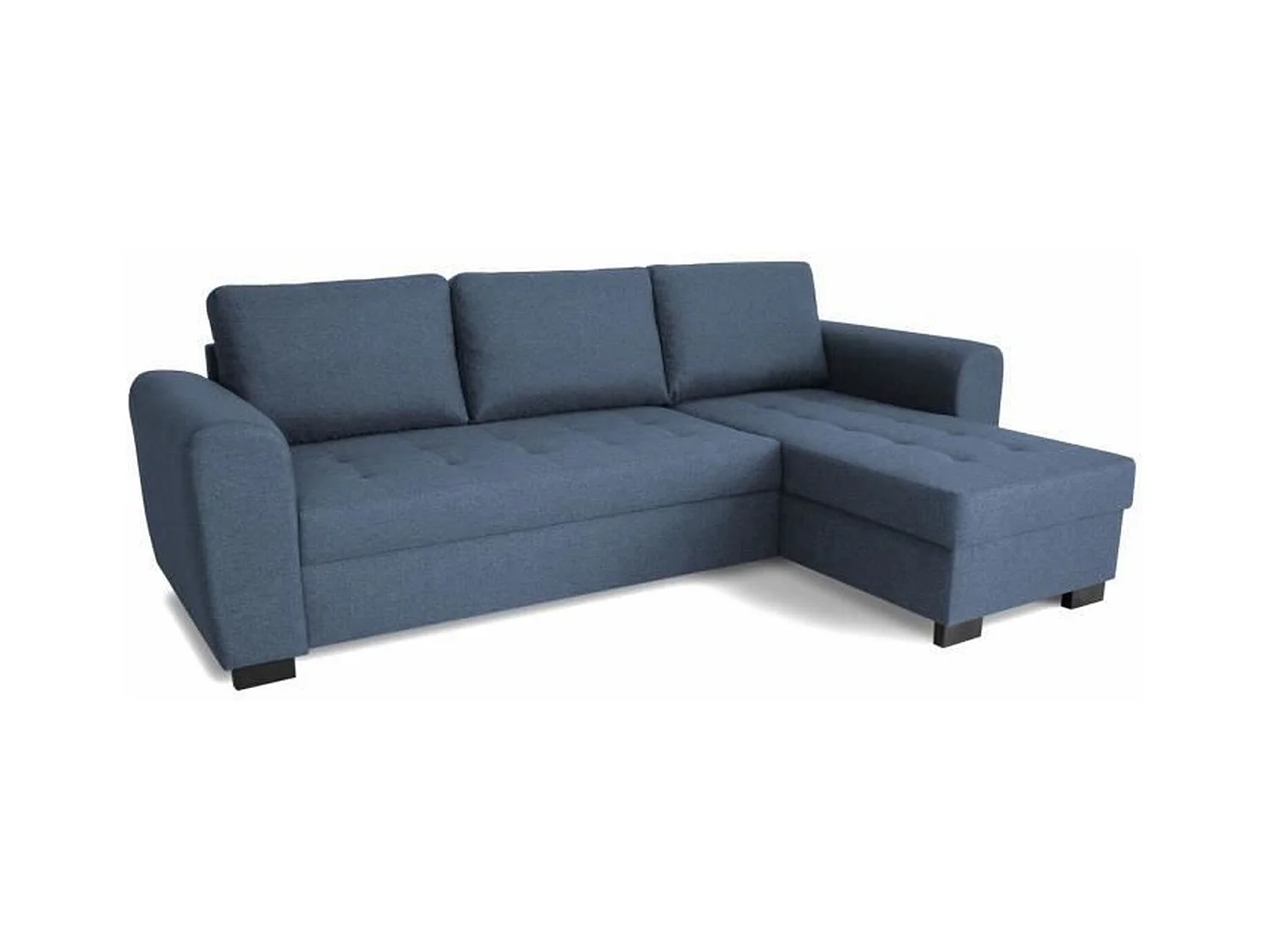 Canapé d'angle fixe réversible 4 places - Tissu Bleu - 245 x 150 x 86 cm