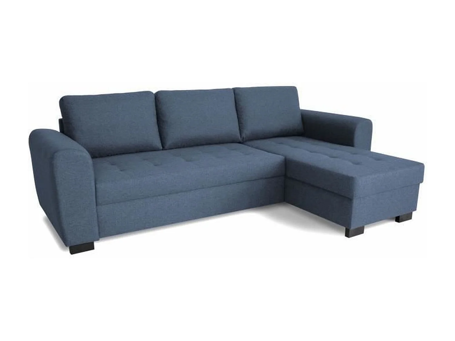 Canapé d'angle fixe réversible 4 places - Tissu Bleu - 245 x 150 x 86 cm