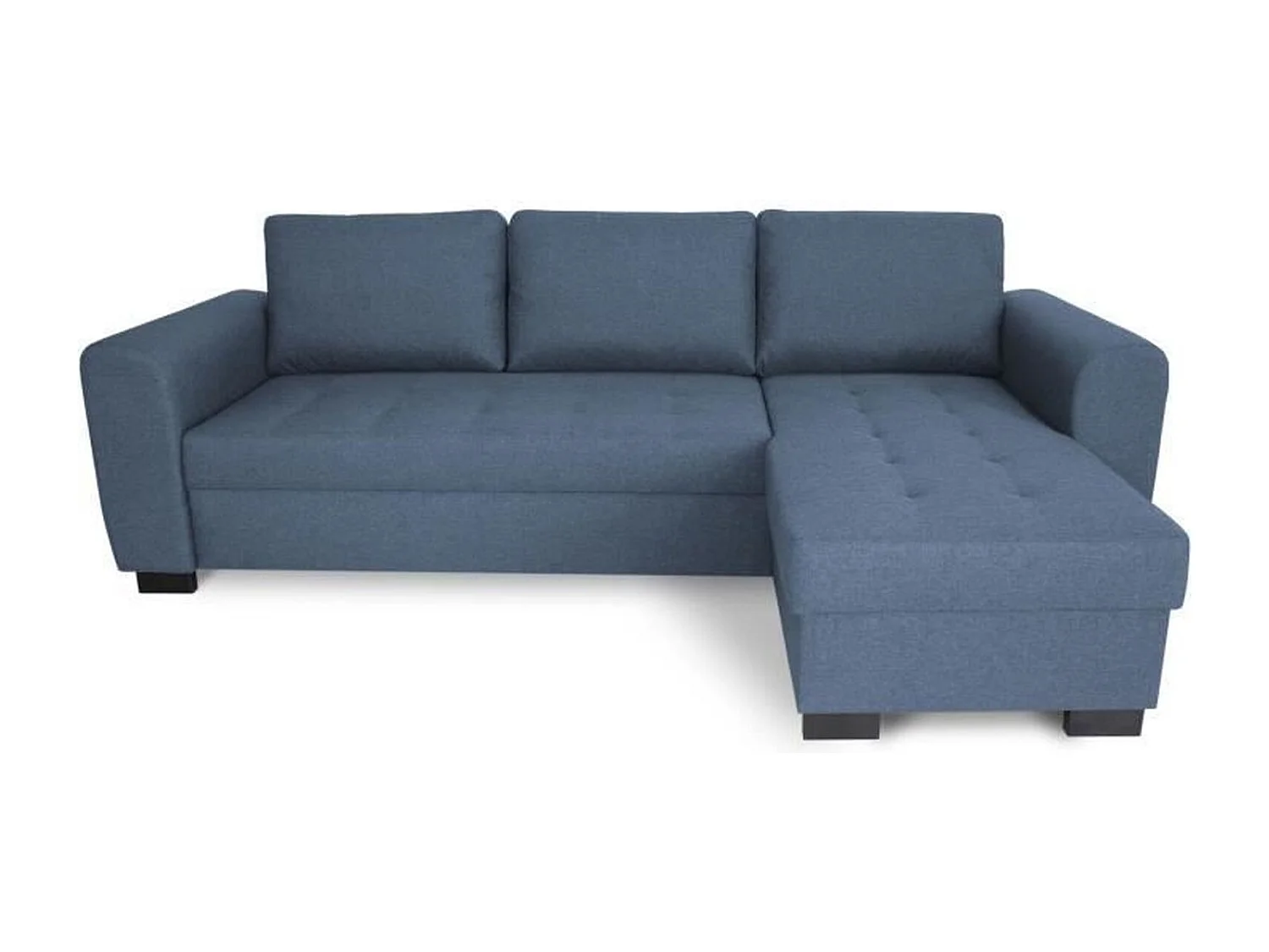 Canapé d'angle fixe réversible 4 places - Tissu Bleu - 245 x 150 x 86 cm