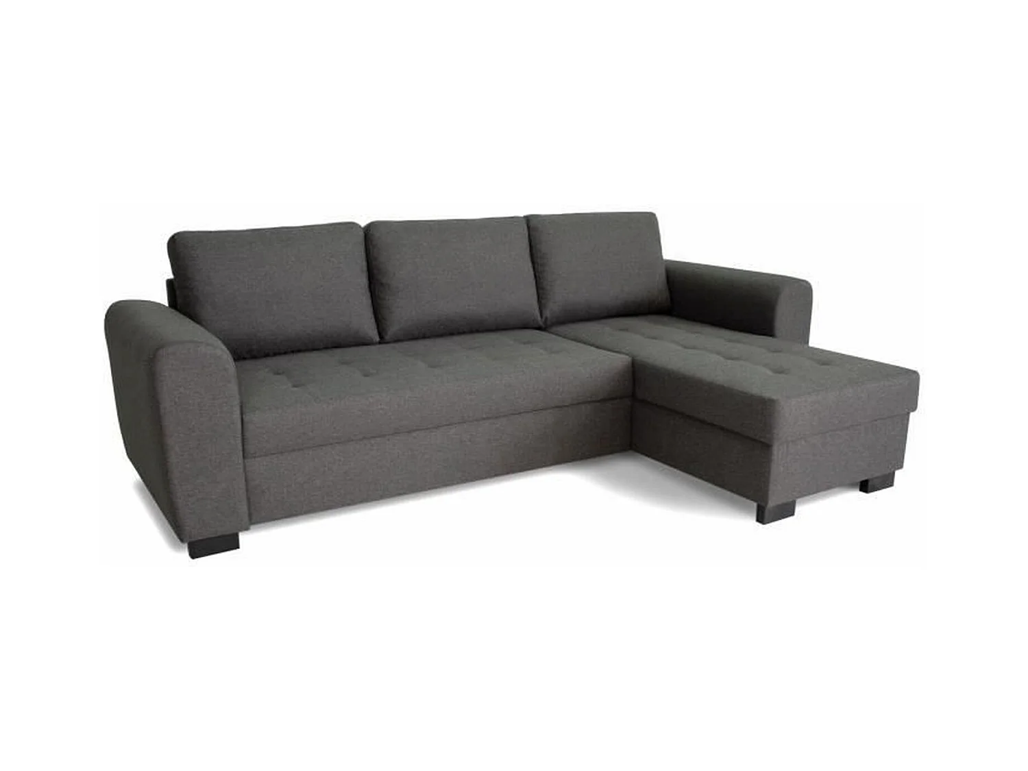 Canapé d'angle fixe réversible 4 places - Tissu Anthracite - 245 x 150 x 86 cm
