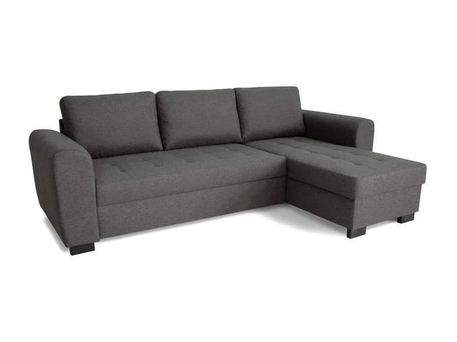 Canapé d'angle fixe réversible 4 places - Tissu Anthracite - 245 x 150 x 86 cm