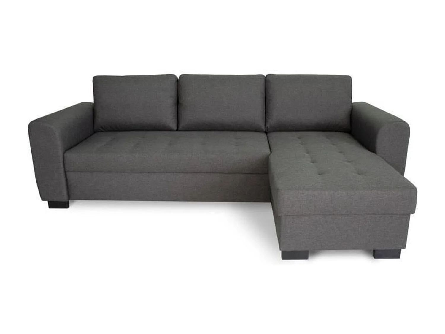 Canapé d'angle fixe réversible 4 places - Tissu Anthracite - 245 x 150 x 86 cm