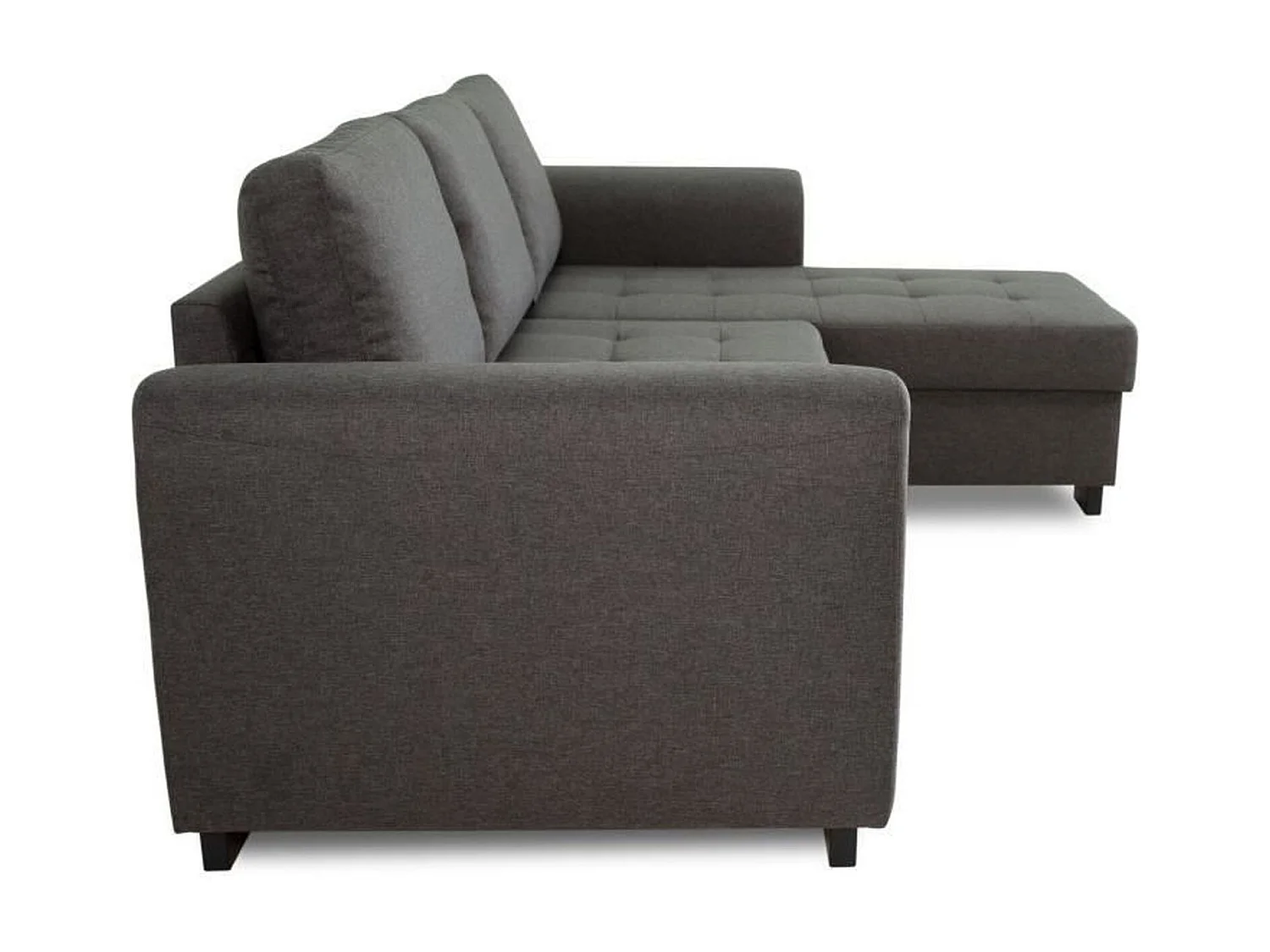 Canapé d'angle fixe réversible 4 places - Tissu Anthracite - 245 x 150 x 86 cm