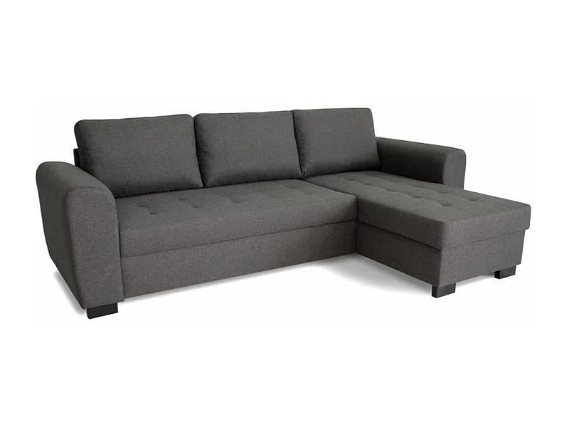 Canapé d'angle fixe réversible 4 places - Tissu Anthracite - 245 x 150 x 86 cm