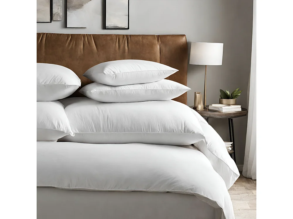 2 oreillers doux microfibres polyester moelleux réglable en hauteur 65 x 65 cm