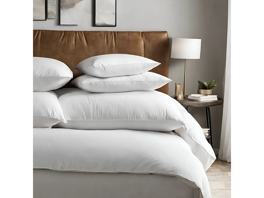 2 oreillers doux microfibres polyester moelleux réglable en hauteur 65 x 65 cm