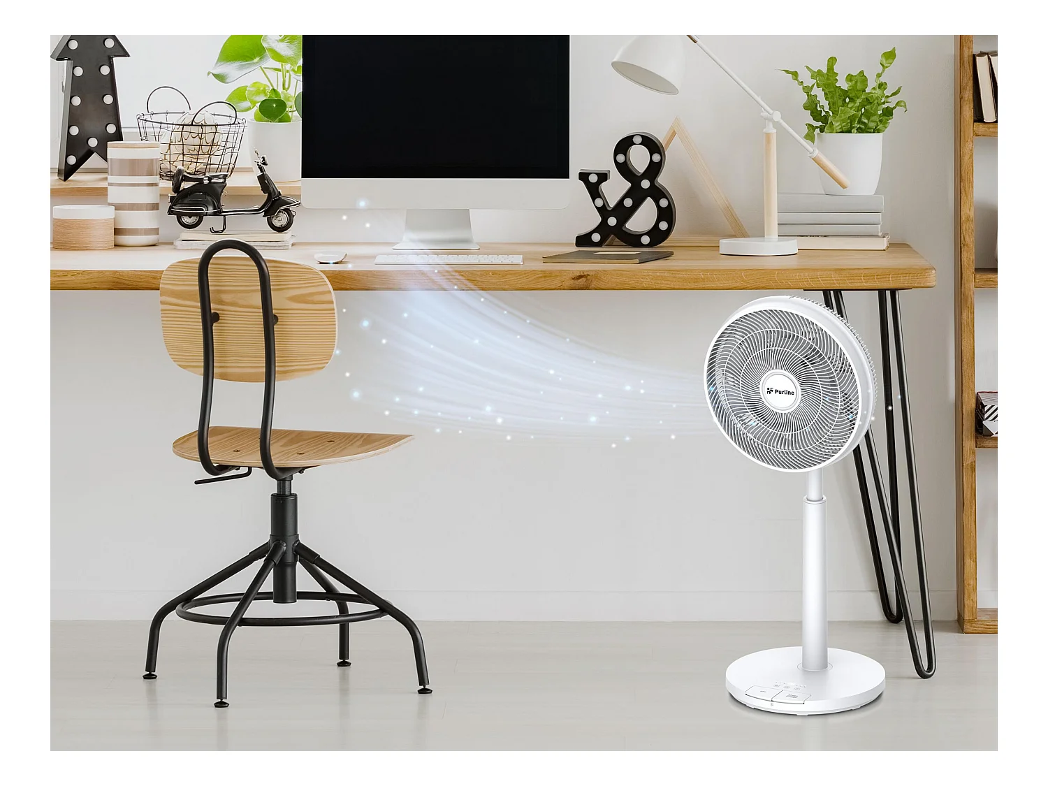 Ventilatore da pavimento CC con batteria e 9 pale