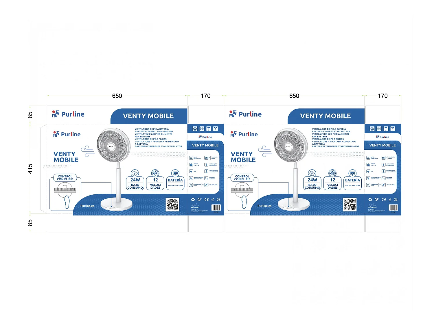 Ventilatore da pavimento CC con batteria e 9 pale