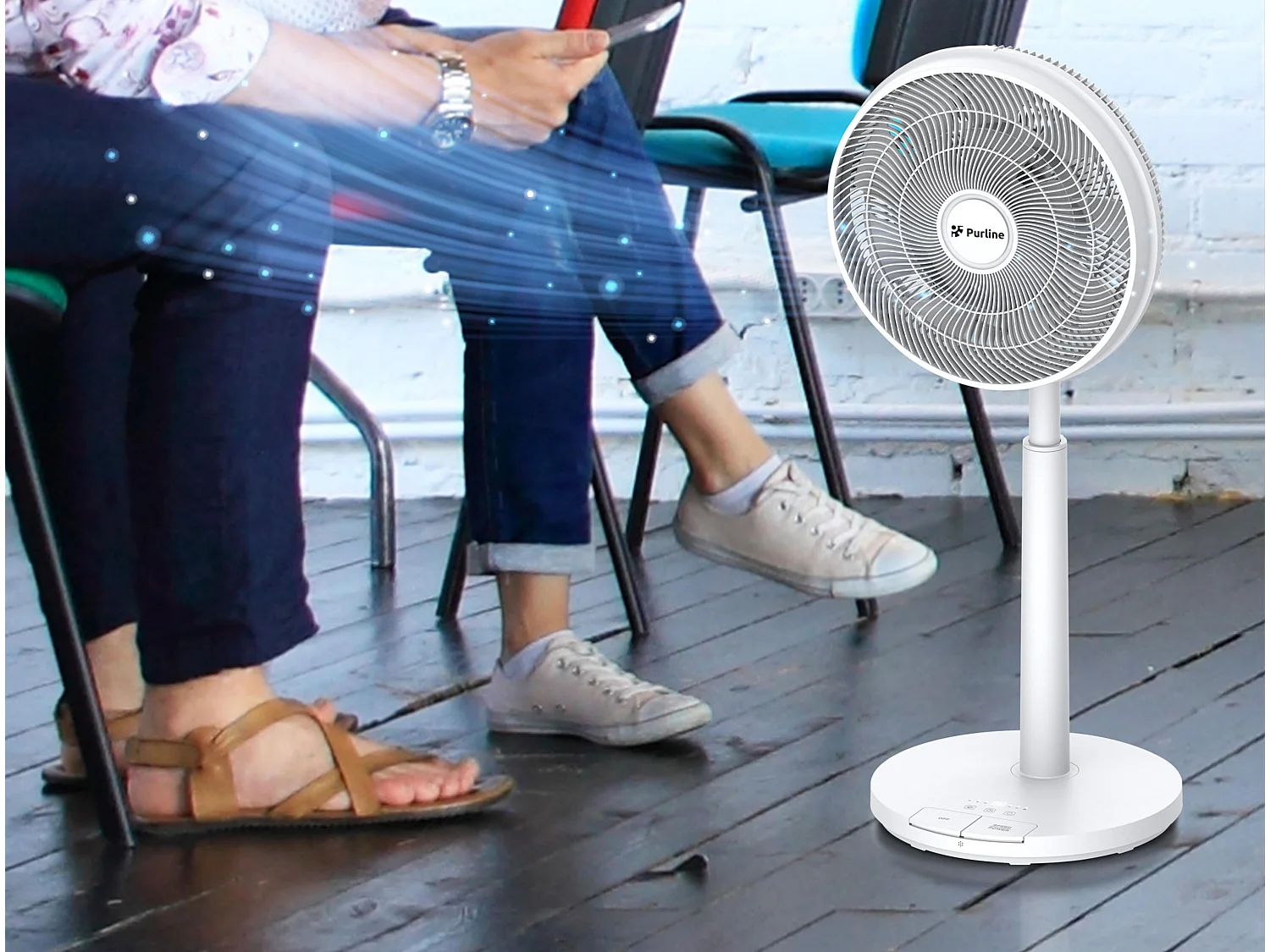 Ventilateur de sol DC avec batterie et 9 pales
