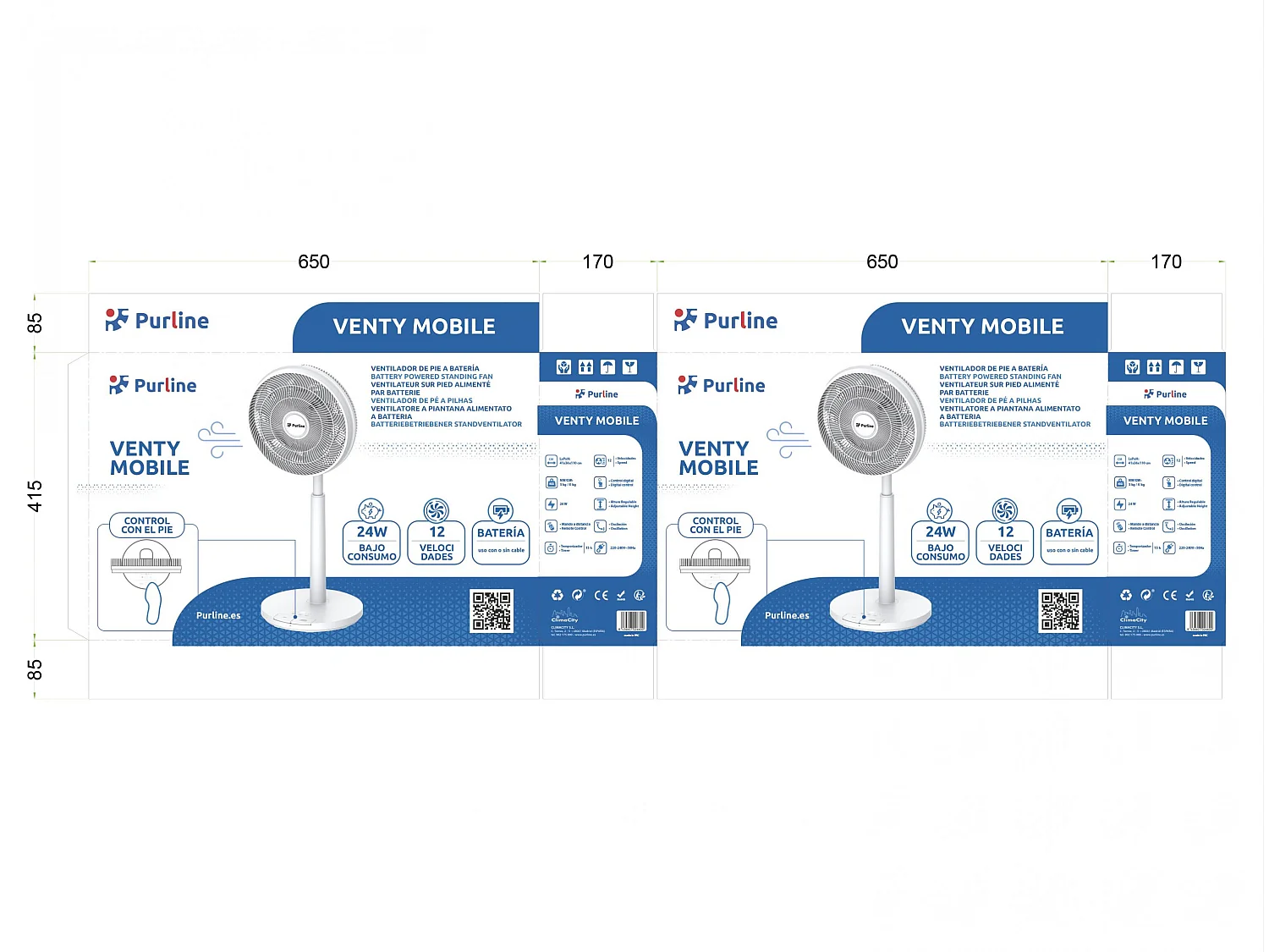 Ventilateur de sol DC avec batterie et 9 pales