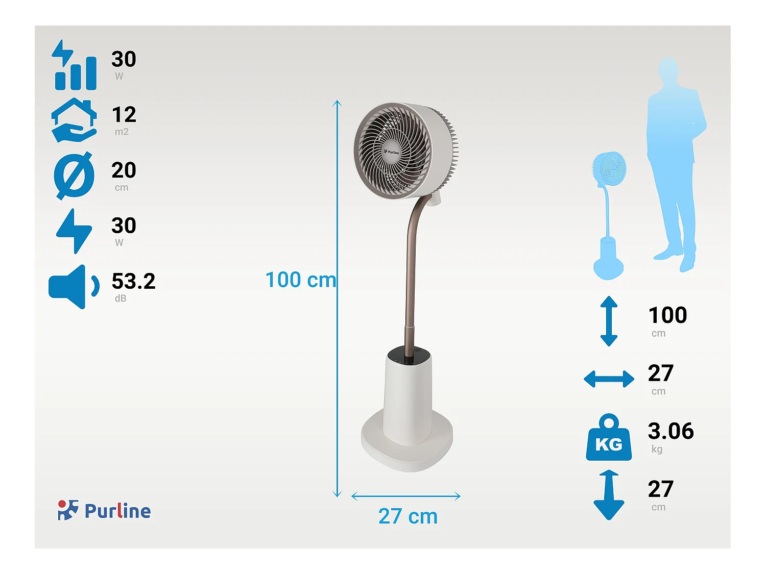 Ventilador de Pie DC con luz ambiental