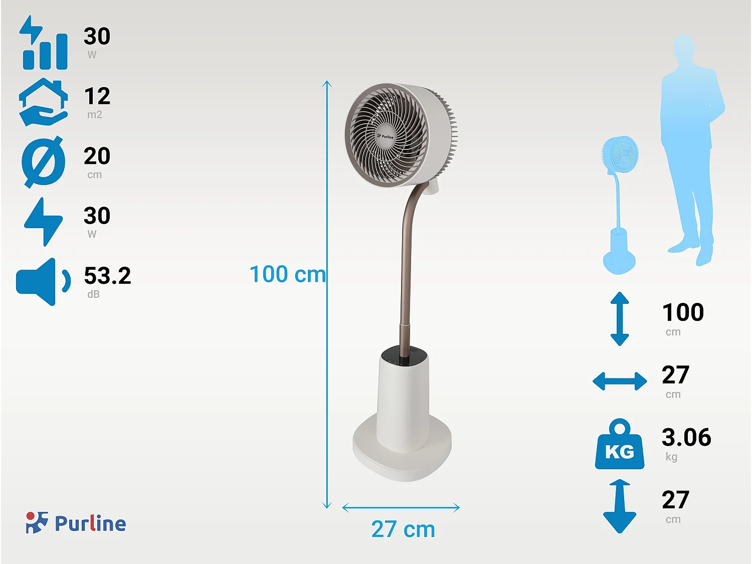 Ventilateur de sol DC avec lumière ambiante