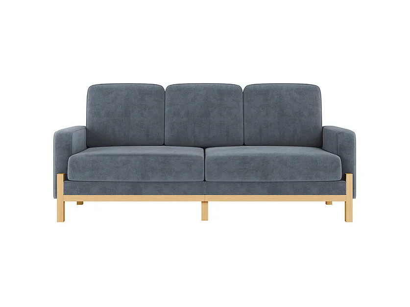 Canapé 3 places - cadre en bois massif - en tissu chenille - 220x80x88cm - Gris