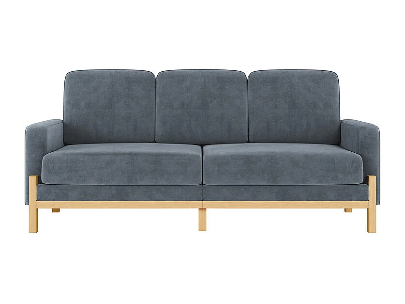 Canapé 3 places - cadre en bois massif - en tissu chenille - 220x80x88cm - Gris