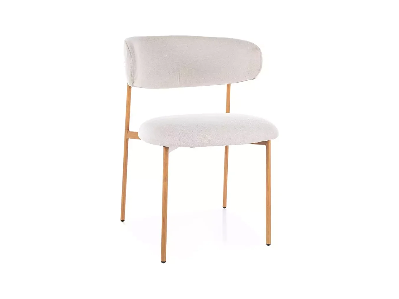 Chaise tissu en beige structure métal effet chêne dossier arrondi JONAZ