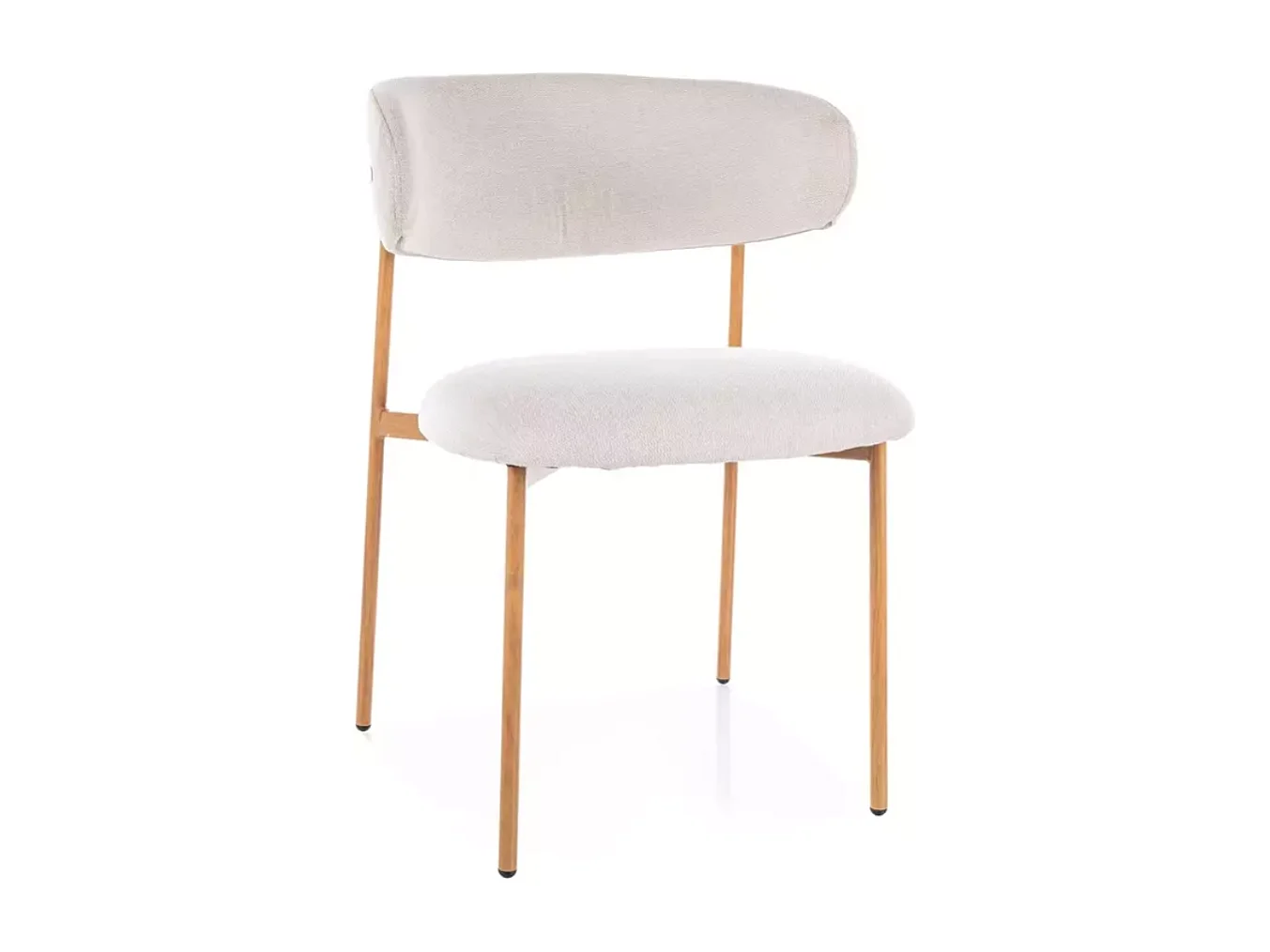 Chaise tissu en beige structure métal effet chêne dossier arrondi JONAZ