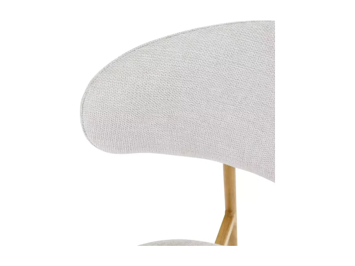 Chaise tissu en beige structure métal effet chêne dossier arrondi JONAZ