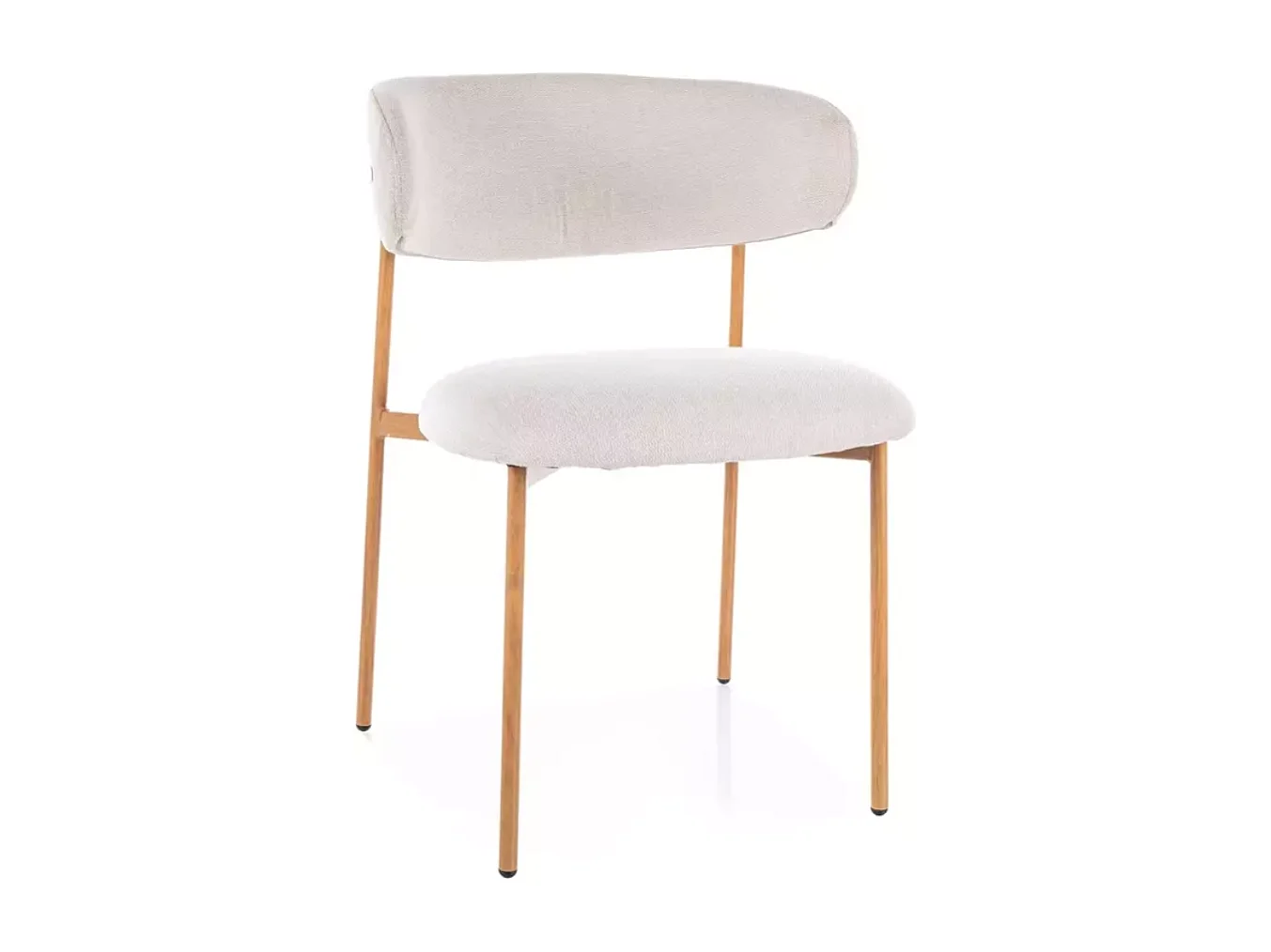 Chaise tissu en beige structure métal effet chêne dossier arrondi JONAZ