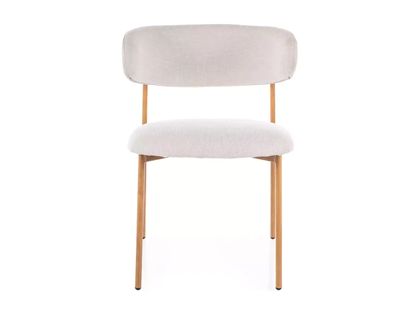 Chaise tissu en beige structure métal effet chêne dossier arrondi JONAZ