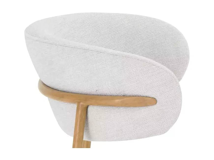 Chaise tissu en beige structure métal effet chêne dossier arrondi JONAZ