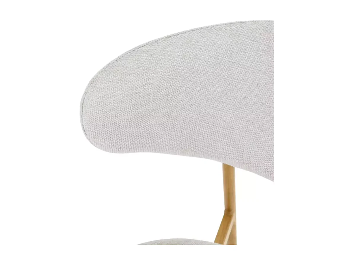 Chaise tissu en beige structure métal effet chêne dossier arrondi JONAZ