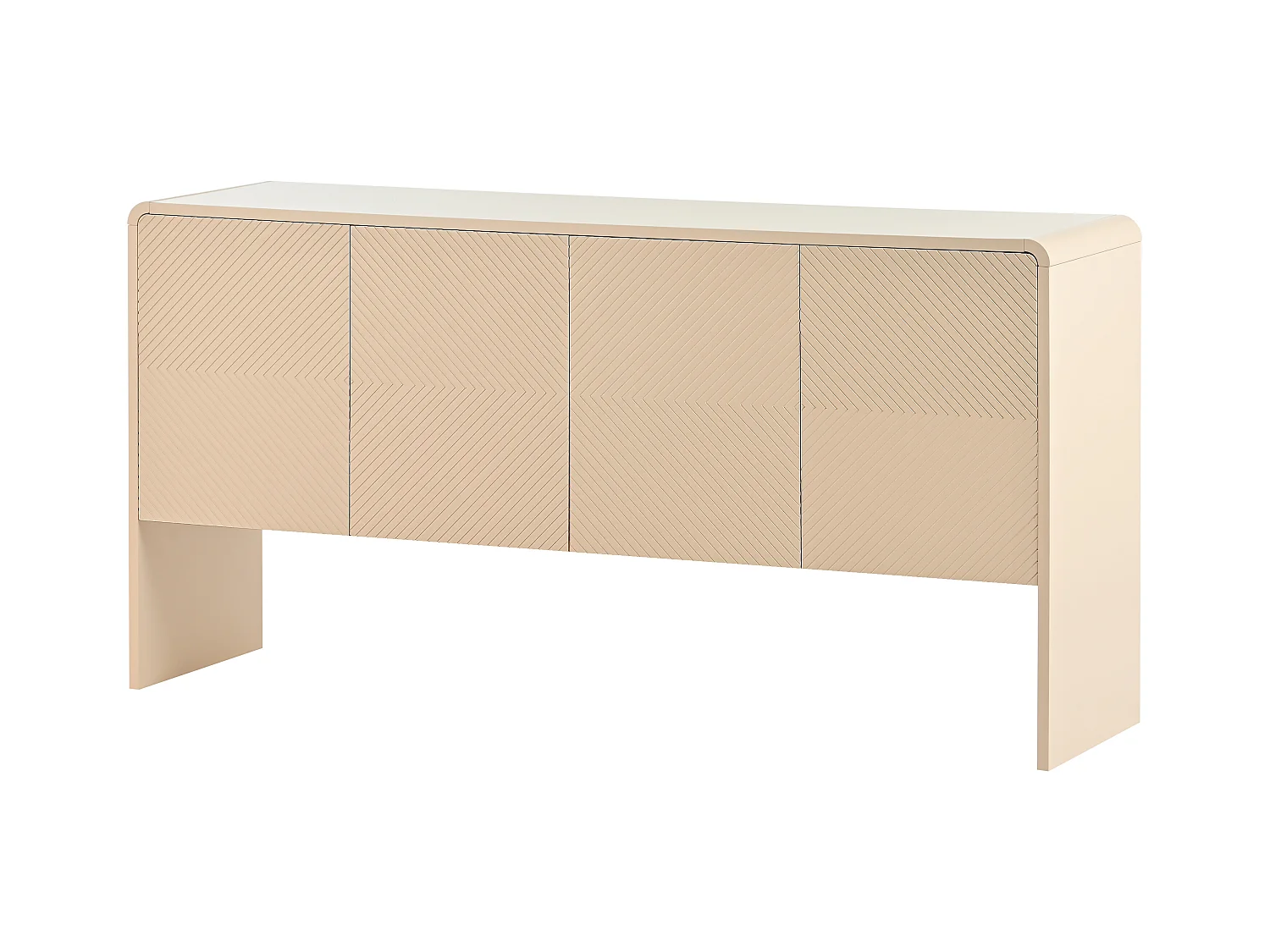 URBAN MEUBLE Buffet effet bois 4 portes avec motifs rainurés bords arrondis