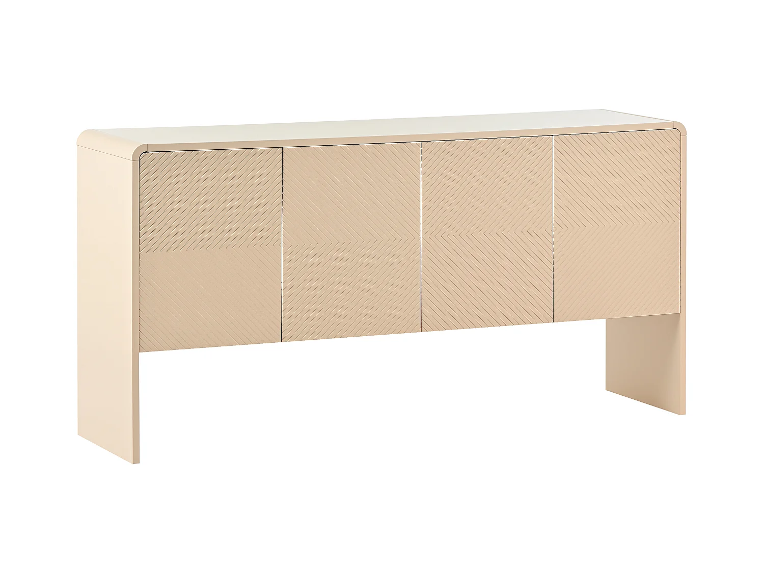 URBAN MEUBLE Buffet effet bois 4 portes avec motifs rainurés bords arrondis