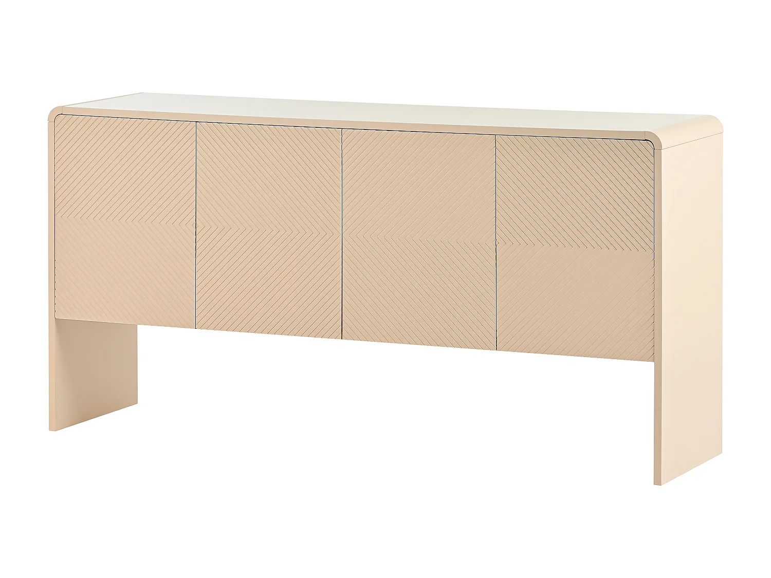 URBAN MEUBLE Buffet effet bois 4 portes avec motifs rainurés bords arrondis