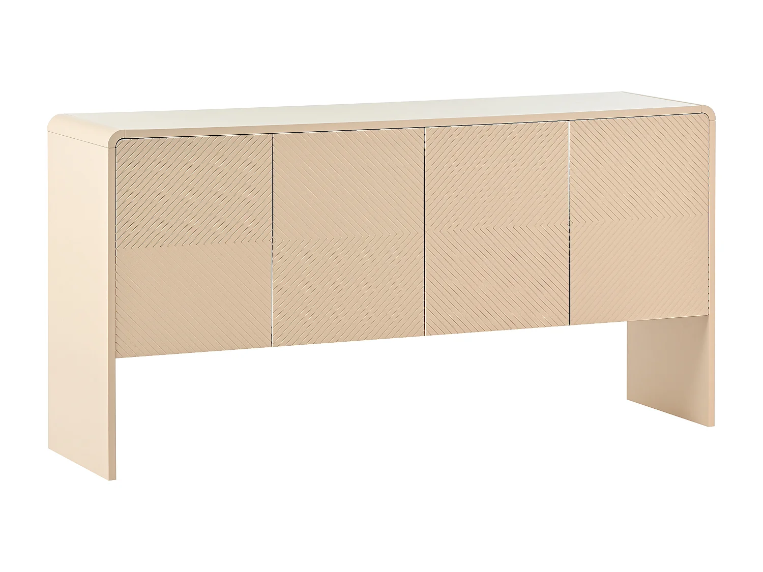 URBAN MEUBLE Buffet effet bois 4 portes avec motifs rainurés bords arrondis